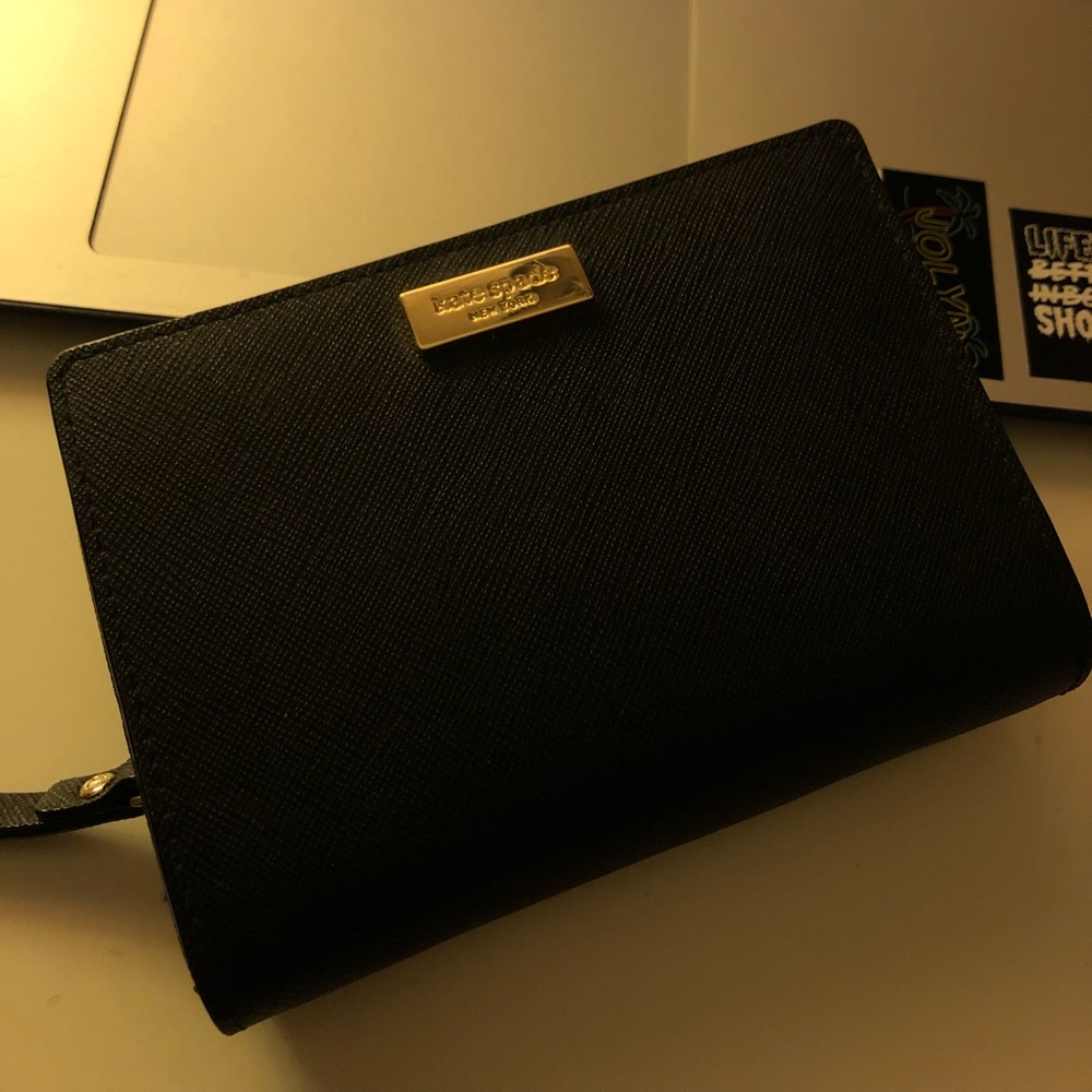 black leather kate spade wallet